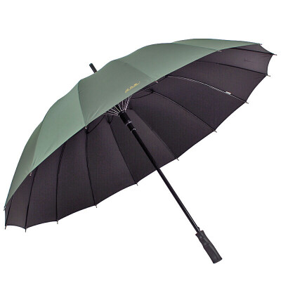 

Heaven umbrella increased reinforcement 16 ribs impact cloth black rubber self-opening business straight golf umbrella umbrella sun umbrella dark green 10009ELCJ