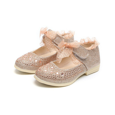 

2018 New Lace Girls Leather Shoes Spring autumn inside 13-15 cm Child girls princess shoes fashion Diamond Girls baby flat shoes