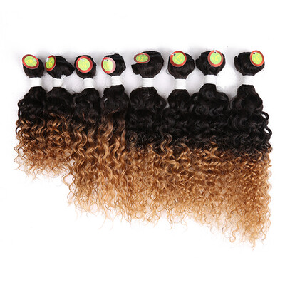 

8pcs Jerry Curl Human Hair 8-14inch Kinky Curly Hair Weave Ombre BrownBlondeBurgundy Human Hair Extensions