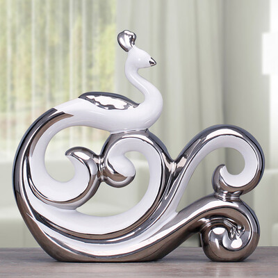 

Modern ceramics galvanized Peacock decoration animals figurines Creative porcelain Home Accessories Crafts Wedding Gifts
