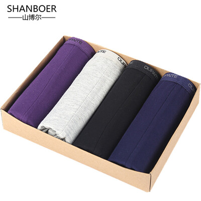 

2018 4Pcs Lot Men Underwear Boxers Cotton Print Black White Gray Men Boxer Underwear Sexy Comfort Men Shorts Panties