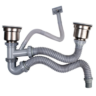 

DEZHONG 7016A kitchen dish drainer stainless steel sink basket double tank down hose drop set