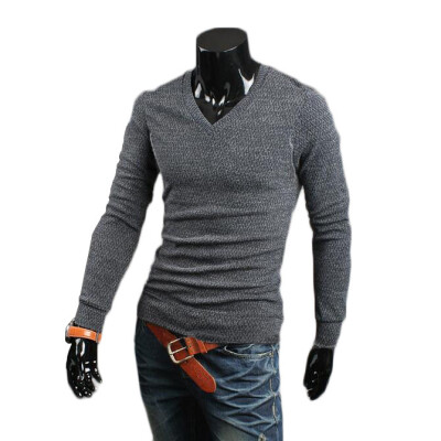 

Zogaa New Men's Knitwear Slim Long Sleeve V Collar