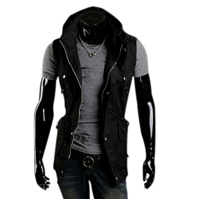 

Zogaa New Men's Jacket Sleeveless Slim Double Collar Casual