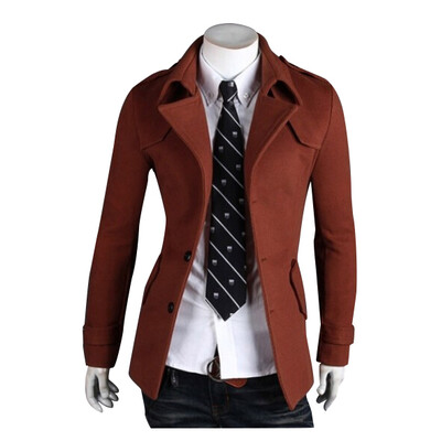 

Zogaa New Mens Wool Coat Spring Casual Single-breasted