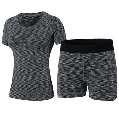 

Yoga Set Running Sportswear Compression Shorts Tights Female T-Shirt Sport Suit