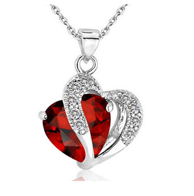 

Мода женщин Сердце Кристалл Rhinestone Серебряная цепь ожерелье Дешевые