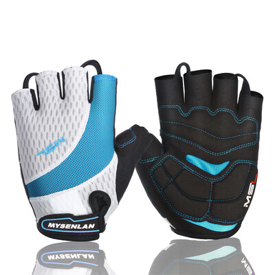 

Meissenlan MYSENLAN cycling gloves female half finger summer short finger bicycle gloves mountain bike bicycle riding equipment SD30 white blue L
