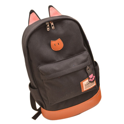 

Women Girl Cat Ear Backpack Schoolbag Campus canvas Bag Outdoor hiking Rucksack