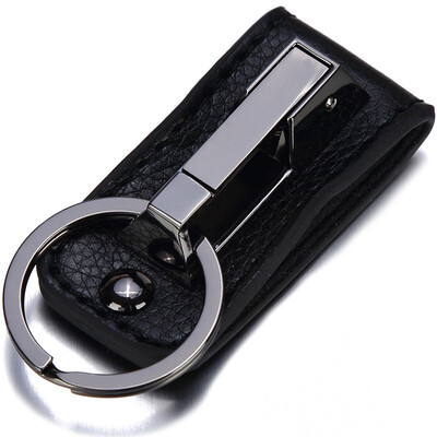 

JOBON Bangzhong key ring car key ring ring belt wear easy to remove fiber leather ZB-001B black