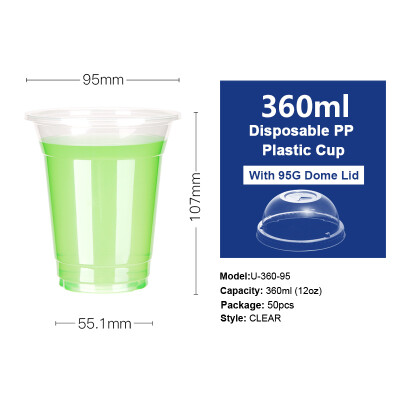 

OTOR 360460500660ml Disposable Plastic Cups with Dome & Flat Lids for Juice Tea Milk Iced Coffee Bubble Boba Smoothie 50pcs
