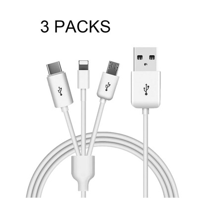 

3 In 1 Multi USB 24A Fast Charging Data Transmission Cable with USBType-CLighting Port Phone Charging Line