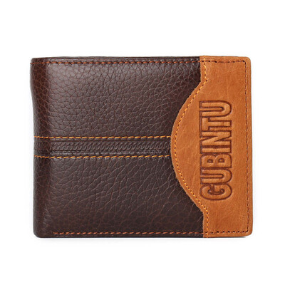 

GUBINTU Wallet Short Men Zip Mens Wallet Leather Genuine ID Card Holder