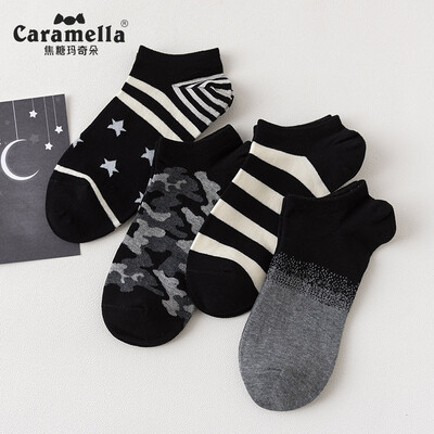 

Caramella socks mens boat socks casual sports cotton socks comfortable breathable shallow mouth socks 53454 maple leaf code