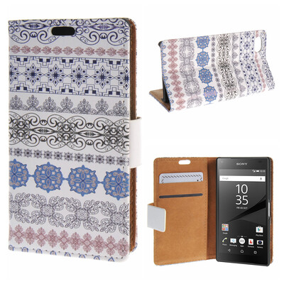 

MOONCASE for Sony Xperia Z5 Compact ( Z5 Mini ) Case Flip Leather Foldable Stand Feature Case Cover [Pattern series] /a18