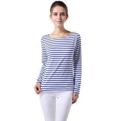 

POPBASIC Slim Waist Designer Striped Long Sleeve T shirts For Womens