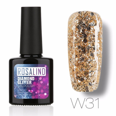 

ROSALIND Gel 1S PBlack Bottle 10ML Diamond Glitter W01-29 Gel Nail Polish Semi Permanent Nail Art UV&LED Soak-Off gel lacquer