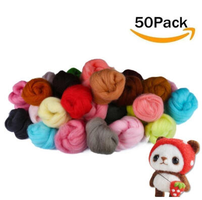 

MAARYEE 50 Colors Needle Felting Wool Roving Fibre Wool Yarn for Needle Felting Hand Spinning DIY Craft Materials