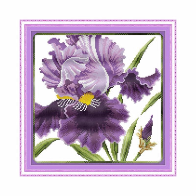 

DIY Handmade Needlework Counted Cross Stitch Set Embroidery Kit 14CT Purple Flowers Pattern Cross Stitching 36 36cm Home Decorat