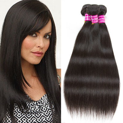 

Glary 8A Indian Human Hair 3 Bundles Silky Straight Weaves 100 Unprocessed Virgin Human Hair Natural Black Color