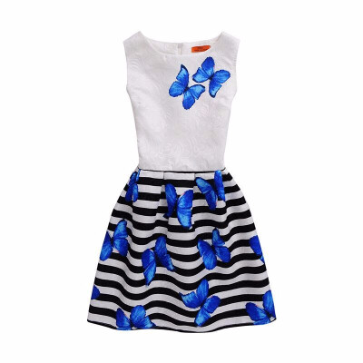 

Summer Girls Dress Anna Elsa Dress Party Vestidos Teenagers Butterfly Print Princess Dress for Girls Elza Baby Girl Clothes