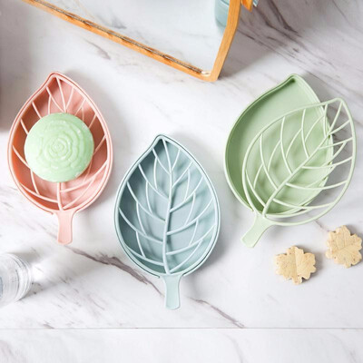 

Cntomlv hot sale 2pc Double Layer Creative Drain Soap Box Leaf Modeling Soap Holder Soap Dish