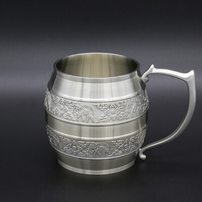 

Oriental Pewter Pewter Beer Mug Small Size Tin 97 Lead-Free Pewter BM99 Hand Carved Beautiful Embossed Handmade in Thailand