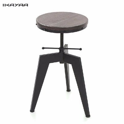 

Shipping from USA Adjustable Height Swivel Kitchen Dining Sitting Chair Bar Stool Industrial Style Natural Pine Wood Top & Steel