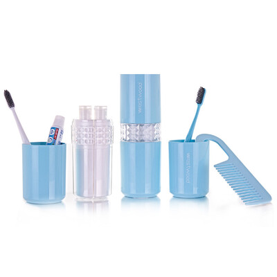 

40000 km wash cup set 9 piece set travel travel portable men&women couple toothbrush cup mouth cup toothpaste comb shampoo bath milk bottle set SW2006 Island Blue