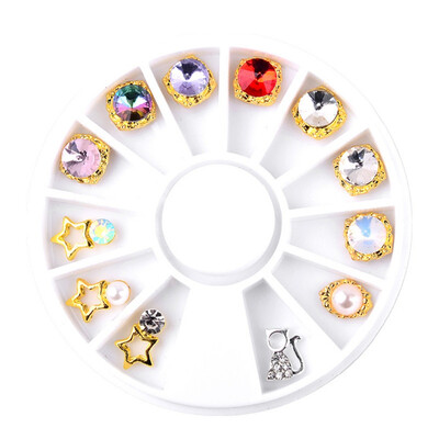 

Teardrop Nail Rhinestones Gems 3d Gold Alloy Frame Nail Accessories DIY Charm Nail Jewelry Decorations 1 Wheel