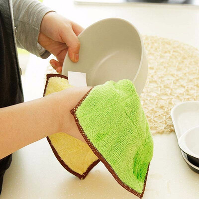 

Cntomlv hot sale Plush cloth color double-sided absorbent cloth thickened non-greasy dishtowel kitchen dishwashing cloth