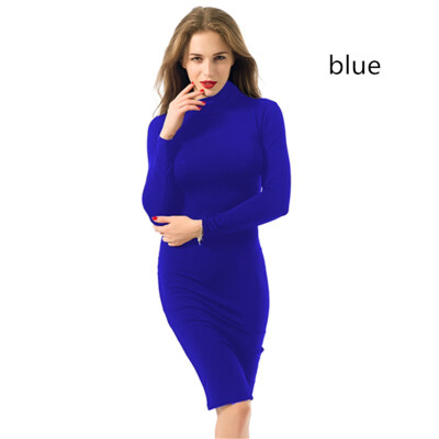 

Fashion Womens Bandage Dress Long Sleeve Sexy Nightclub Solid Color Dress Bottoming skirt