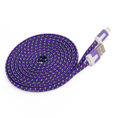 

Double Color 1M/3FT 2M/6FT 3M/10FT 8pin Flat Braided Fabric Woven USB Data Sync Charger Cable for iPhone 5 5S 6 6S Plus