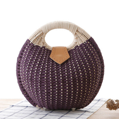 

New summer 2016 shell bag women leather woven bag straw bag beach bag cylindrical handbag large shoulder tote bag