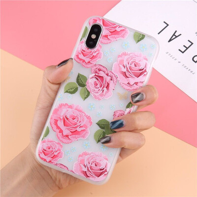 

Flower Phone Case For iPhone 6 6s Plus Clear Rose Floral Cases For iPhone X 8 7 6S Plus