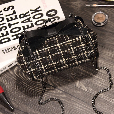 

Handbags 2016 new bow Korean wave packet shoulder fashion small fragrant wind woolen chain Messenger Bag