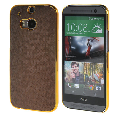 

MOONCASE Flash Flake Skin Gold Chrome Hard Back Case Cover for HTC One M8 Coffee