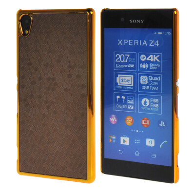 

MOONCASE Flash Flake Skin Gold Chrome Hard Back Case Cover for Sony Xperia Z4 Coffee