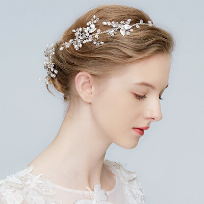 

Jonnafe Silver Crystal Headband Tiara Rhinestone Wedding Hair Vine Bridal Hair Band Accessories Women Head Pieces