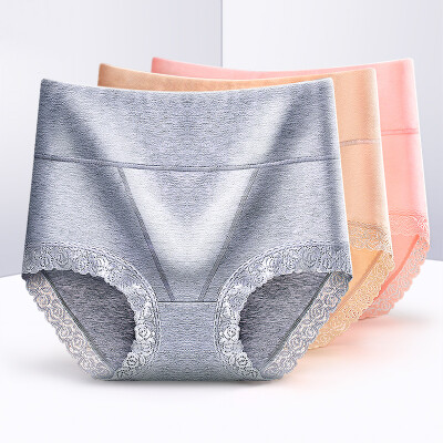 

Dream time 4 strips waist triangle pants cotton fabric lace ladies underwear 4258 skin shrimp powder light purple