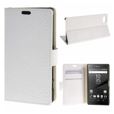 

MOONCASE Case for Sony Xperia Z5 Compact ( Z5 Mini ) Snake pattern Leather Flip Folio Wallet Slot Stand Case Cover White 02