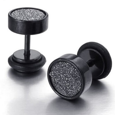 

Hpolw Mens Stainless Steel Carbon Fiber Stud Earrings 8mm Black