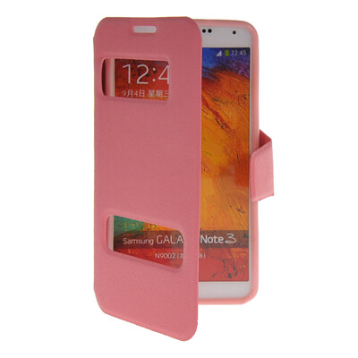 

MOONCASE View Window Leather Side Flip Pouch Stand Shell Back ЧЕХОЛ ДЛЯ Samsung Galaxy Note 3 N9000 Pink