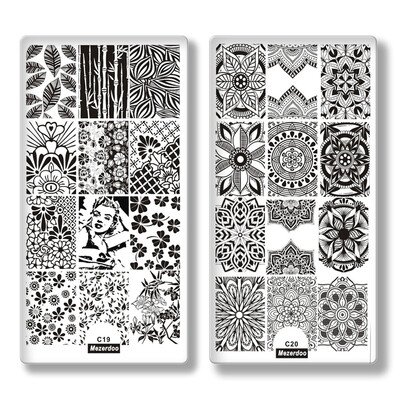

10Pc Nail Stamping Template Creative Geometry Style Rectangle Stamp Image Plate Lace Skull Geometric Pattern Nail Stamping Tools