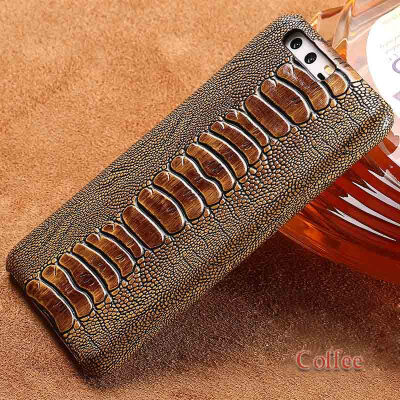 

Genuine Leather Phone Case For Huawei P10 Plus Case Ostrich Foot Texture For P20 Pro Back Cover