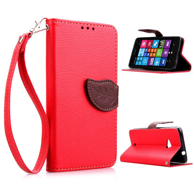 

MOONCASE [Leaves Magnetic Button] Premium PU Leather Flip Wallet Card Slot Bracket Back Case Cover for Microsoft Lumia 535