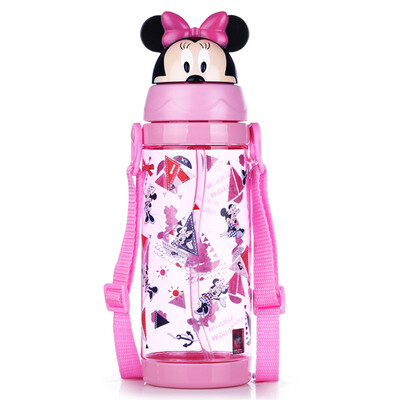 

Disney Plastic Cup Tritan Материал Детский пояс Подушка для воды Кубок для воды для воды 550 мл Minnie Powder