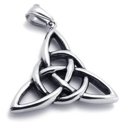 

Hpolw Mens&Womens Vintage silver Stainless Steel Celtic Knot Amulet Triangle star Hollow Pendant Necklace,18-26" Chain