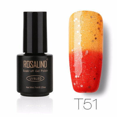 

ROSALIND Gel 1S 7ML Changing Temperature Nail Polish UV LED Glitter Manicure Nail Art Semi Permanent Soak Off Gel Lacquer