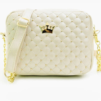 

2018 Women Bag Fashion Women Messenger Bags Rivet Chain Shoulder Bag High Quality PU Leather Crossbody Quiled Crown bags